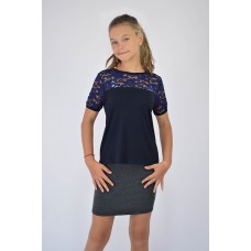 Блуза для девочки «Инга» с кружевным рукавом